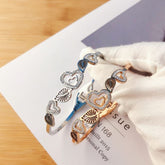 Stainless Steel Cubic Zirconia Heart Leaf Kada